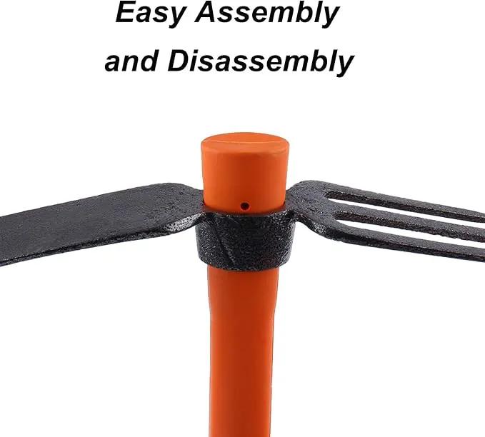 3 Sprongs Dual Head Rake Hoe with Heavy Duty Forged Adze and Ergonomic Non-Slip Handle for Loosening Soil, Gardening, Camping Outdoor 39mm/15-Inch by GreenHaven Gardens