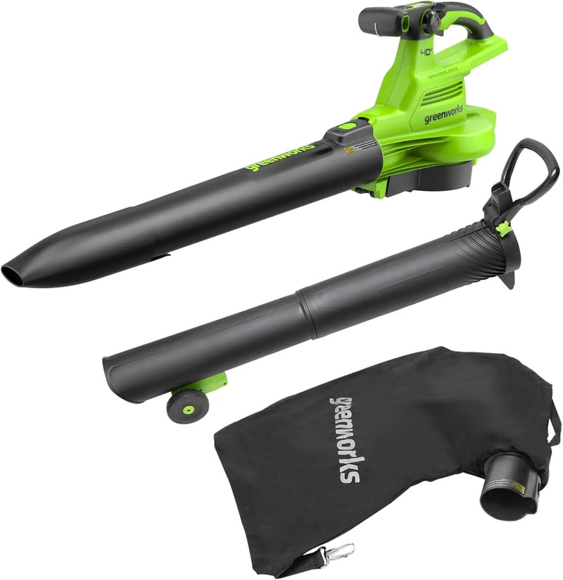 Greenworks 40V (230 MPH / 505 CFM) Cordless Brushless Leaf Blower/Vacuum with Bag, High Power, Lightweight & Quiet for Yard Debris Cleanup, Battery and Charger not included by GreenHaven Gardens