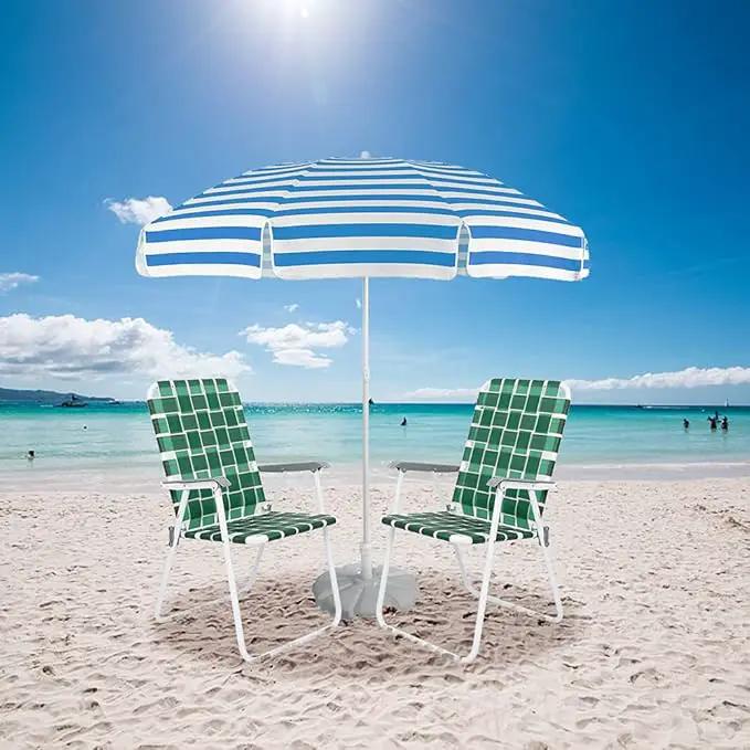 VINGLI Patio Lawn Webbed Folding Chairs Set of 2, Outdoor Beach Chair Portable Dining Chair for Outdoor Yard, Garden (Dark Green, Classic) by GreenHaven Gardens