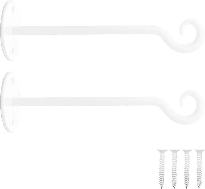 Monarch Abode Wall Mount Plant Hook Premium Metal Decorative Hanging Bracket for Plants Bird Feeders Planters Home Decor, Heavy Duty, 7.5 inch, Set of 2, White by GreenHaven Gardens
