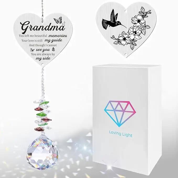 Memorial Gifts for Loss of Grandma, Sympathy Gifts for Loss of Grandma, Grandma in Heaven Memorial Crystal Suncatcher for Window Home Decor (Grandma) by GreenHaven Gardens