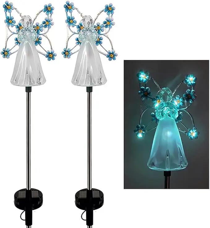 YWBL-WH 2PCS Angel Solar Lights LED Solar Garden Stake Lights Outdoor Garden Eternal Light Angel Decoration (Blue) by GreenHaven Gardens