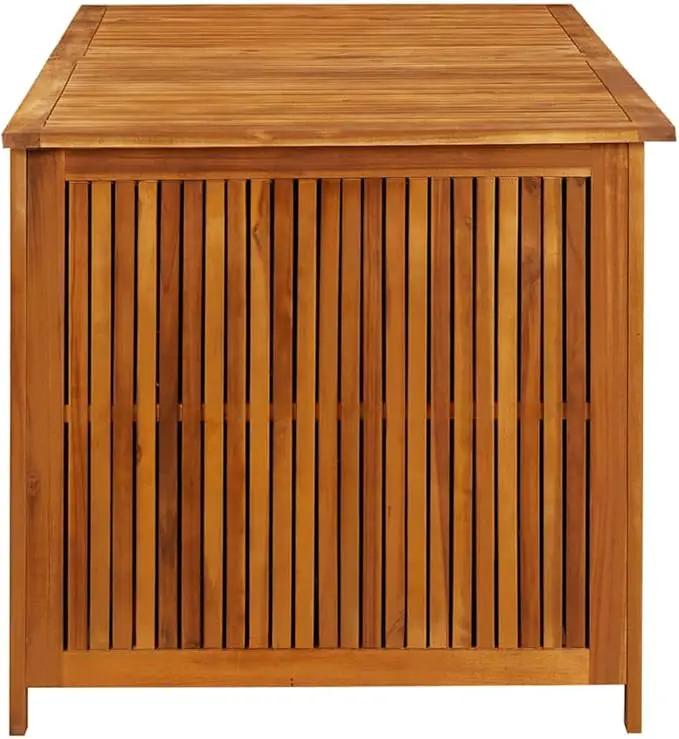 vidaXL Wooden Outdoor Storage Box with Gas-Lift Lid – Patio Deck Chest with Zippered Waterproof Bag for Garden Bench, Pool, Porch, Trunk, Cabinet, Teak Look – Brown, 59.1"x31.5"x29.5" by GreenHaven Gardens
