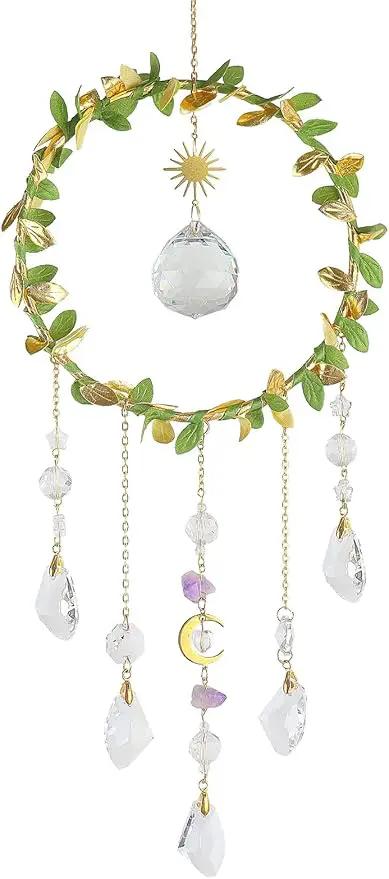 Suncatcher - Hanging Crystals Sun Catchers with Healing Amethyst for Windows, Glass Prisms Rainbow Maker, Home Decor, Blessed Gift Ideas by GreenHaven Gardens