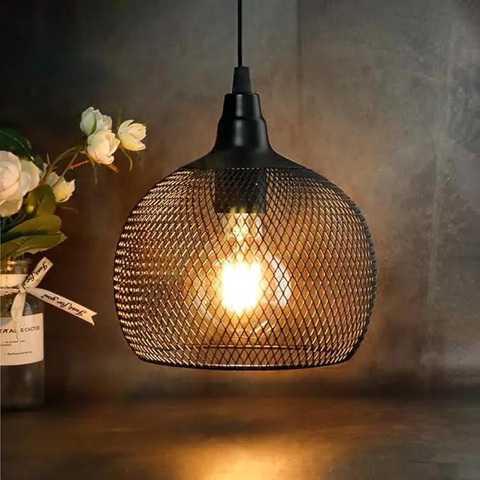 JHY DESIGN Hanging Lamp Black Battery Powered Decorative Pendant Lamp Metal Cage Battery Lamp with 6 Hours Timer for Bar Bedroom Garden Parties Patio Indoor Outdoor Living Room(Round) by GreenHaven Gardens