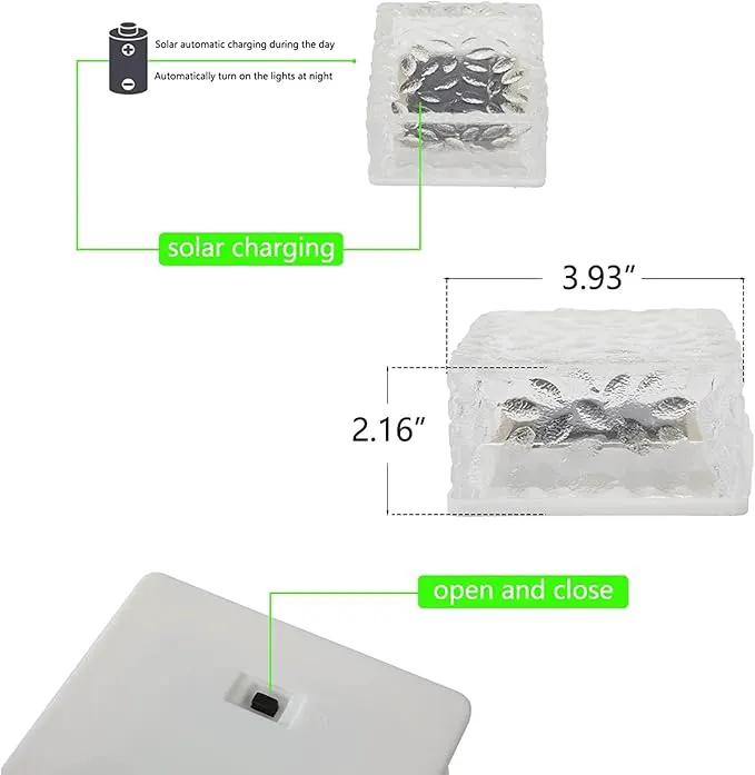4Pack Solar Brick Lights,4.3 * 4.3in Outdoor Solar Lights,Pavers Lights,Solar Pathway Lights Outdoor Waterproof for Garden Courtyard Pathway, Ice Rock Cube Lights by GreenHaven Gardens