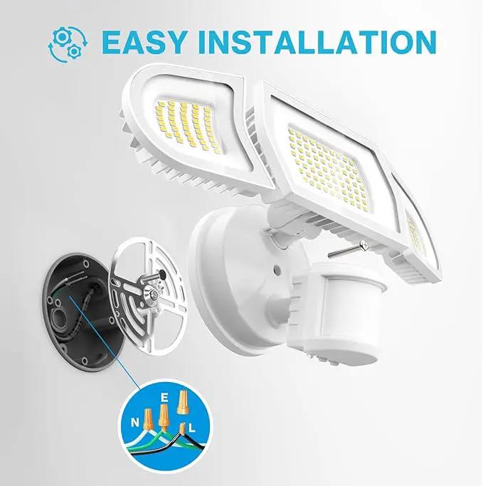 Olafus 100W LED Security Light Motion Sensor Outdoor Light, Motion Flood Light Dusk to Dawn, 9000LM Super Bright 6500K Exterior Motion Detector Floodlight for Garage Yard Porch Eave IP65, White by GreenHaven Gardens
