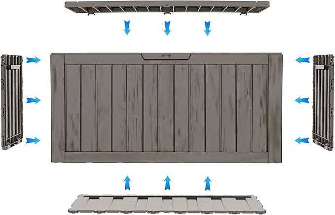 80 Gallon Outdoor Storage Box with Wheels, Waterproof Lockable Resin Deck Box Patio Storage Bin for Pool Accessories Cushion Furniture, Garden Tools, UV-Resistant Outside Delivery Grey by GreenHaven Gardens