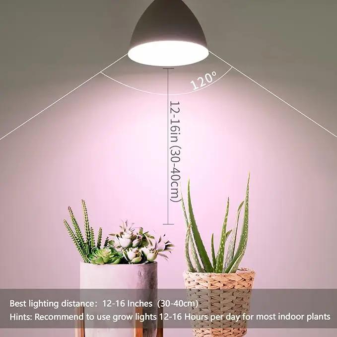 Smart LED Grow Light Bulbs with Remote Controller, Sun Simulation Mode, Built-in Auto Timer, A21/A70 E26/E27 9W Dimmable Full Spectrum Intelligent Plant Grow Bulbs for Indoor Plants, 4 Pack by GreenHaven Gardens