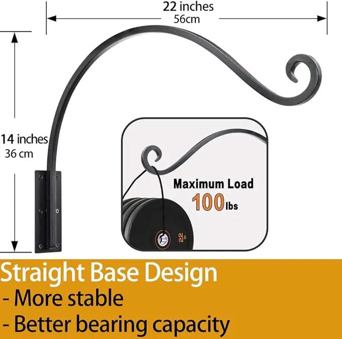 Qiang Ni Heavy-Duty Plant Hanger Outdoor: Hanging Plant Hook for Outside Basket - 22-Inch Wall Mount Plant Bracket for Bird Feeder… by GreenHaven Gardens