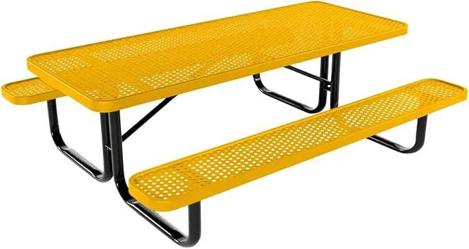 Coated Outdoor Furniture Heavy-Duty Portable Outdoor Kids Table, Punched Steel Kids Picnic Table, Commercial-Grade Picnic Table, Made in America (6ft Rectangular, Childrens, Yellow) by GreenHaven Gardens