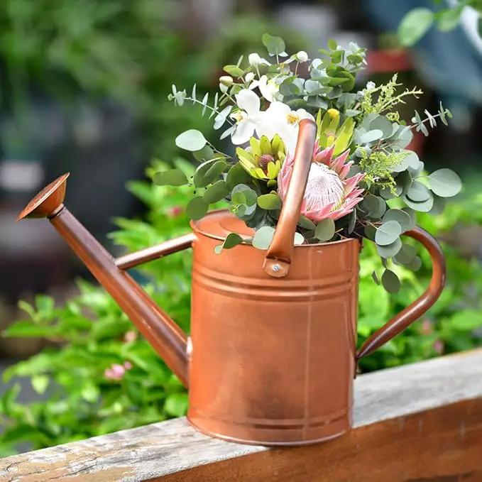 Metal Watering Can for Outdoor and Indoor Plants, Watering Can Decor, 1 Gallon (1 Gallon Copper) by GreenHaven Gardens