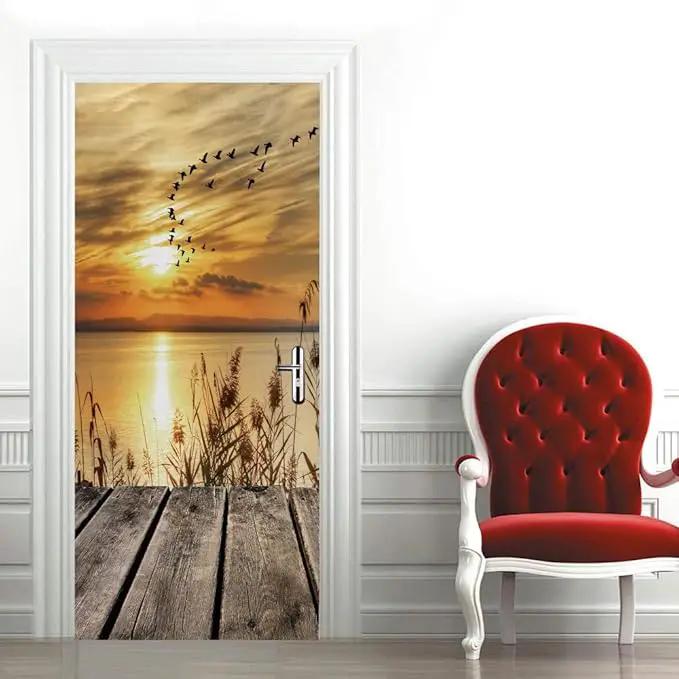 3D Door Stickers Murals Peel and Stick - PIER - Door Wallpaper Self-Adhesive Door Decals Removable PVC Waterproof Door Poster for Bedroom Living Room Door 30.3" x 78.7" by GreenHaven Gardens