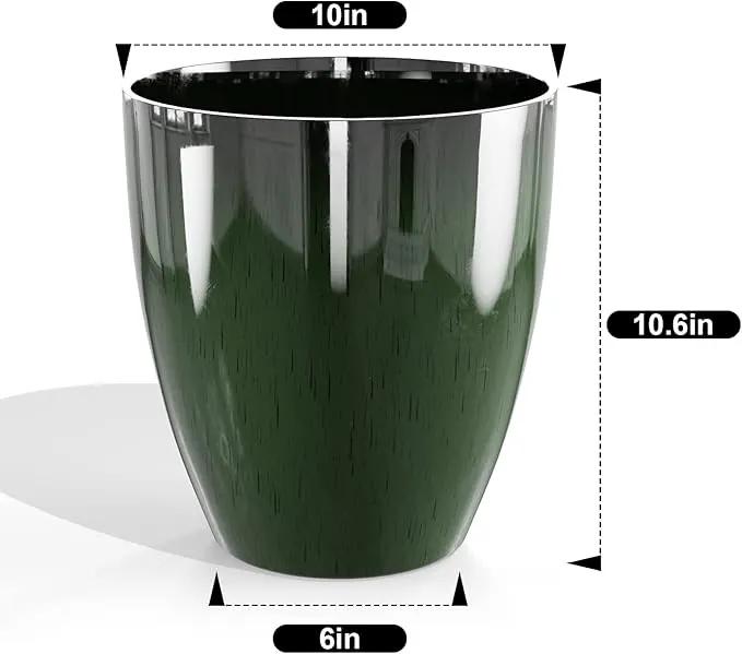 QCQHDU Plant Pots Set of 2 Pack,10 Inch Plant Pot for Indoor and Outdoor Plants with Drainage Hole,Flower Pots Modern Decorative Planter for Garden Plants (Green) by GreenHaven Gardens