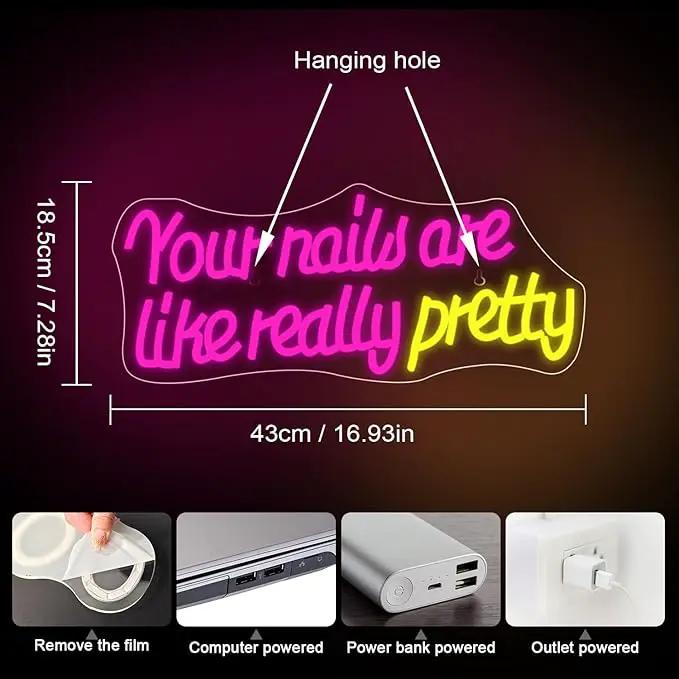 WLHOPE Your Nails Are Like Really Pretty Neon Sign, Nail Neon Signs for Wall Decor, Pink Led Signs USB Connectivity Nails Light Up Signs for Nails Shop Nails Salon Home Bar Girls Room Beauty Shop Nails Room by GreenHaven Gardens