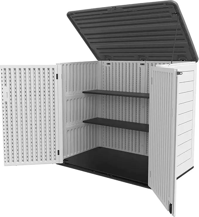 KINYING Larger Outdoor Storage Shed Weather Resistance, Horizontal Outdoor Storage Box Waterproof for Garden, Patios, Backyards, 48 Cu.ft Capacity for Garbage Cans, Lawn Mower, Garden Tools by GreenHaven Gardens