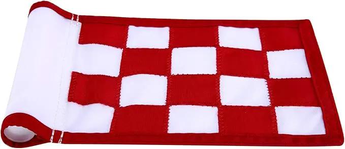 Nylon Golf Putting Green Flags - Solid & Checkered, Indoor/Outdoor, 8.7"x6" (White-Red) by GreenHaven Gardens