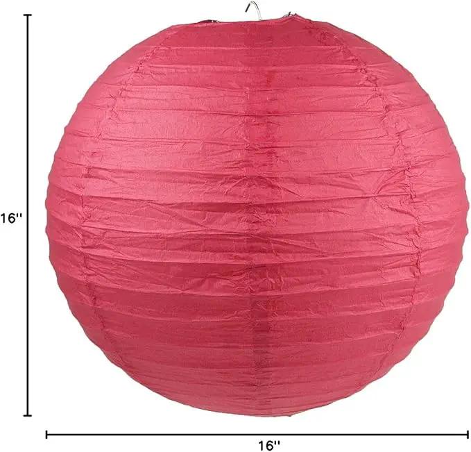 WYZworks - Round Paper Lanterns 10 Pack (Red, 16") - Hanging Paper Lanterns Lamp for Wedding, Birthday, Party and Home Decorations with 8", 10", 12", 14", 16" Option by GreenHaven Gardens