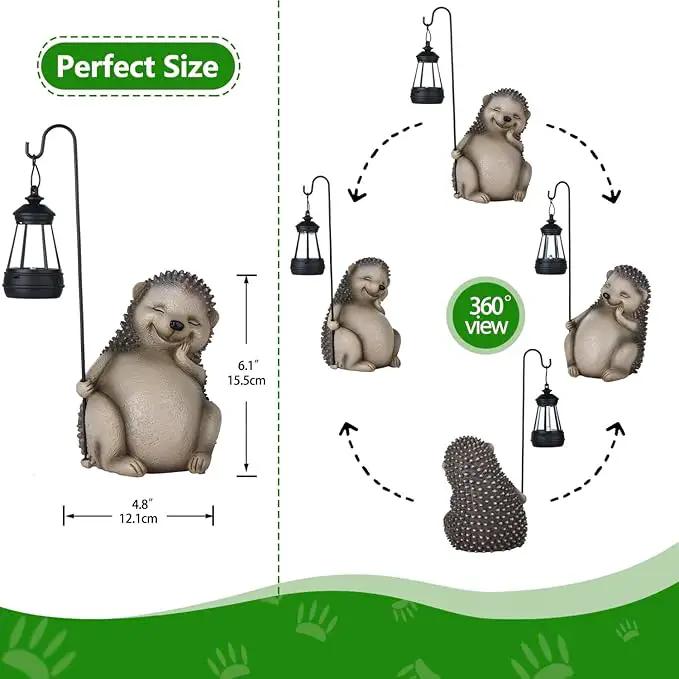 Solar Hedgehog Statue Garden Decor, Solar Hedgehog Statue Lights Outdoor, Waterproof for Patio, Balcony, Yard, Lawn, Father Day & Mother Day Garden Housewarming Gifts for Women, Men, Mom, Dad, Grandma by GreenHaven Gardens
