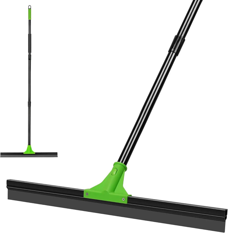 Rubber Floor Squeegee with 24” Heavy Duty Silicone Rubber Scraper Head and 60” Long Adjustable Handle, Shower Squeegees for Concrete Floor, on Multi-Surface Tile Glass Pool Garage Cleaning by GreenHaven Gardens