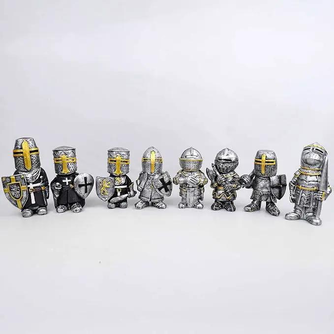 nezababy 8 PCS Knight Garden Gnomes Decorations Funny Medieval War Sculpture Army Guard Statue Outdoor Yard Lawn Decor Resin (8 Pcs Set) by GreenHaven Gardens