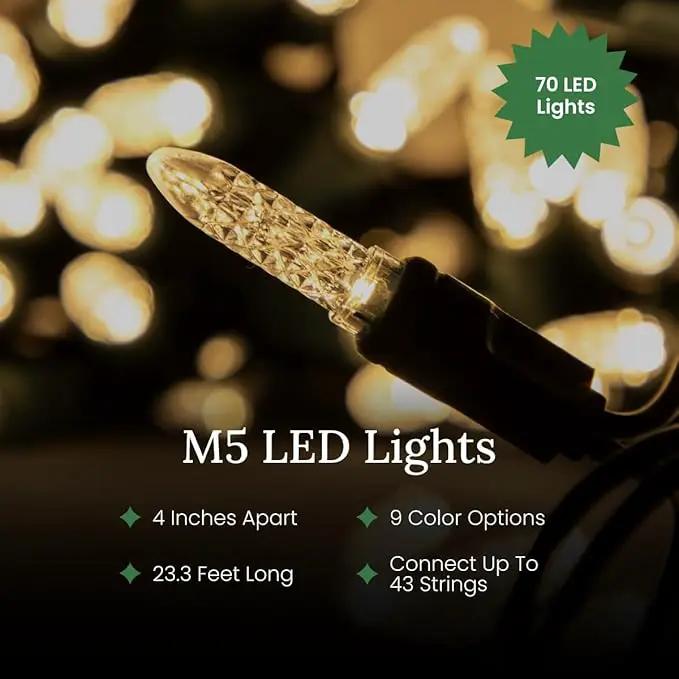 Pro Christmas M5 LED Holiday Lights - 100 Bulbs, 33.3ft - Professional Grade Indoor Outdoor Diamond Cut Sparkle Light Strings for Home Decorations and Christmas Trees - Blue by GreenHaven Gardens