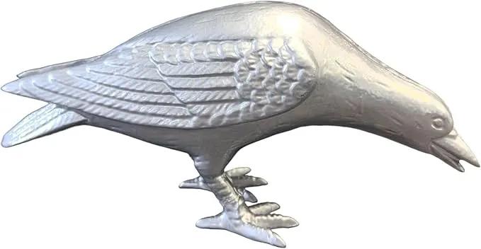 NACH Cast Iron Crow Statue, Head Down Raven, Large Garden Statues, Crow Garden Sculpture, Bird Figurines Home Decor, Raven Decor, Antique Metal Bird Statue, 10 x 3.5 x 6 inches, JS-90-7117AM by GreenHaven Gardens