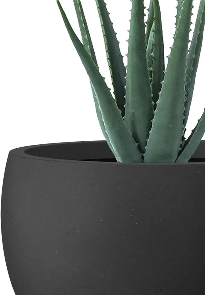 Kante 18 Inch Dia Round Concrete Planter, Indoor Outdoor Large Plant Pot with Drainage Hole and Rubber Plug for Home Patio Garden, Black by GreenHaven Gardens