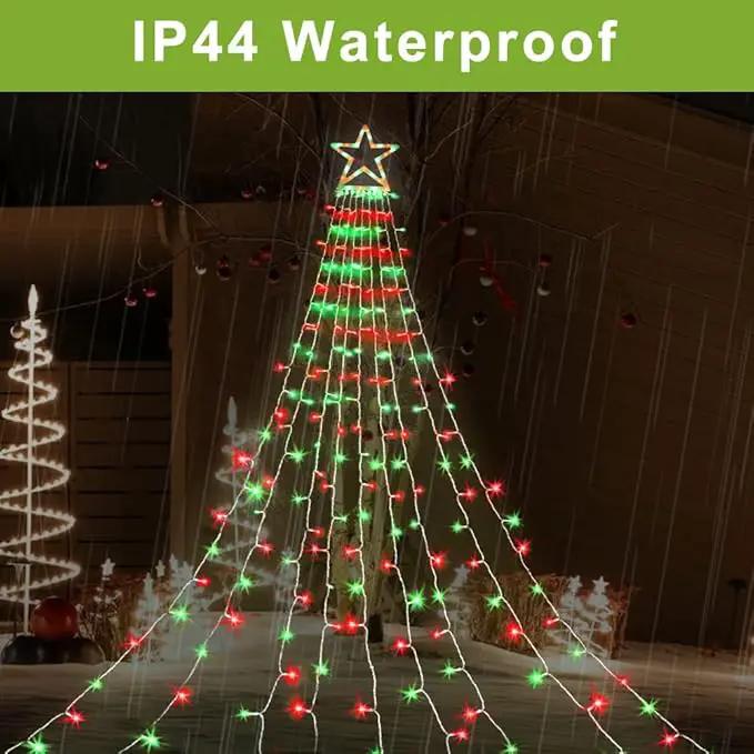 Christmas Decorations Star String Lights, 320 LED Waterfall Tree Lights with 13" Topper Star 8 Lighting Modes Indoor Outdoor Decorative for New Year, Holiday, Wedding, Party by GreenHaven Gardens