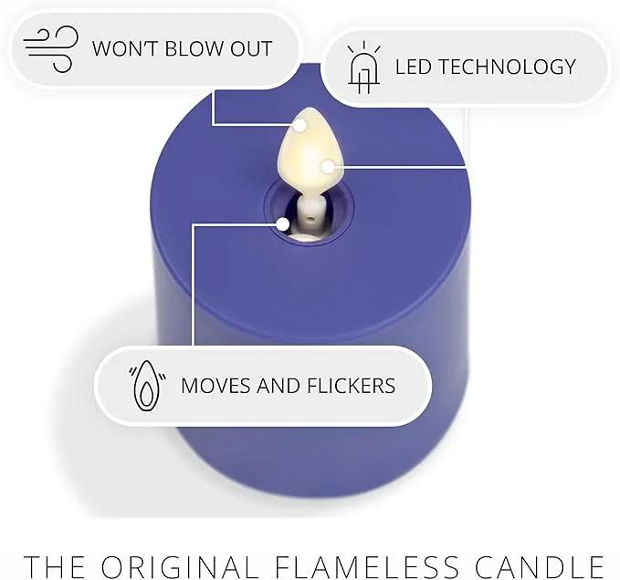 Luminara Outdoor Votive Flameless LED Candle, Vivid Ultramarine 2" x 3.2", Moving Flame Battery Operated Timer Remote Ready IPX4 Matte Plastic Finish by GreenHaven Gardens