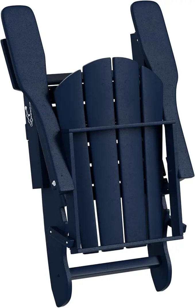 WO Home Furniture Adirondack Chairs Table Set of 3 PCS Outdoor Folding Chairs Coffee Table Weather/UV Resistant for Lawn, Garden, Bon Fire, Balcony (Navy Blue) by GreenHaven Gardens