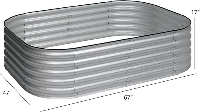 BPS 6-in-1 Metal Raised Garden Bed, 5.5x4 FT Galvanized Planter Raised Beds for Vegetables, Flowers 17'' Extra Tall by GreenHaven Gardens