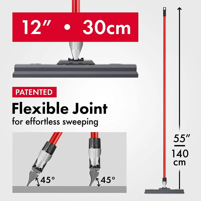 Silicone Floor Squeegee with 55-Inch Long Handle, 12-Inch Single Cast Silicone Blade, 360° Swivel Joint - Multifunction Floor Squeegee for Garage, Concrete Floor, Shower Floor, Glass Windows by GreenHaven Gardens