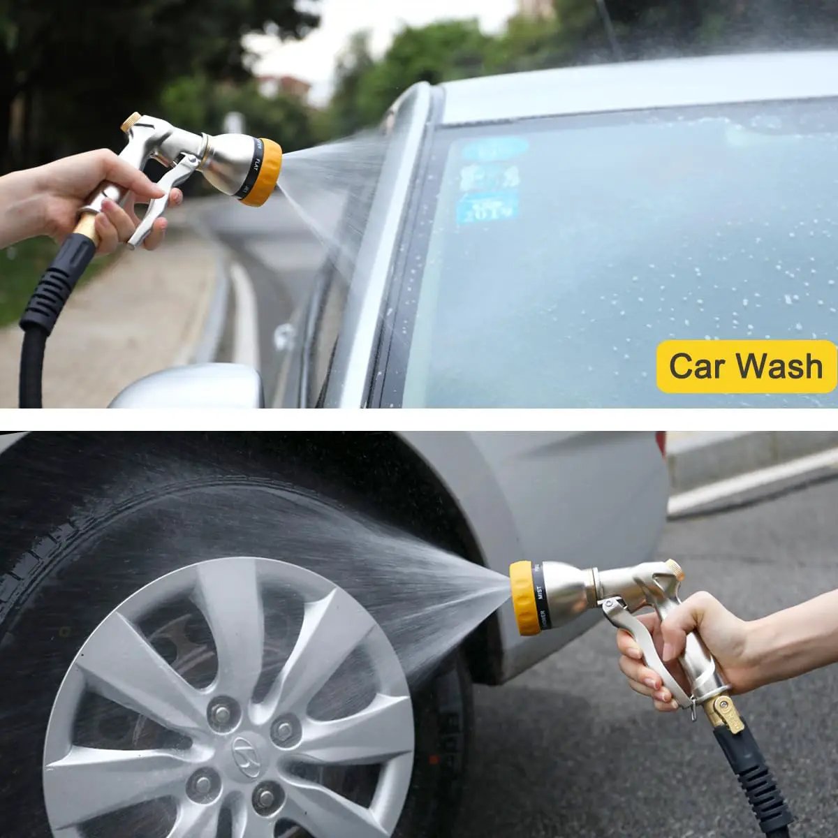 FANHAO Garden Hose Nozzle Sprayer, 100% Heavy Duty Metal Water Hose Sprayer with 7 Spray Patterns, High Pressure Spray Nozzle for Watering Plants & Lawns, Washing Cars & Pets by GreenHaven Gardens