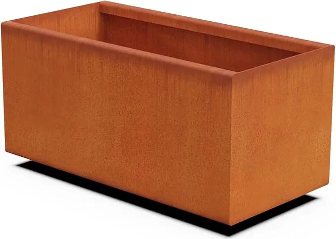 Corten Steel Planter Box – 24-Inch Rectangular Metal Planter for Herbs & Patios | Heavy Duty, Modern Rustic Design | Made in USA, Fully Assembled by GreenHaven Gardens