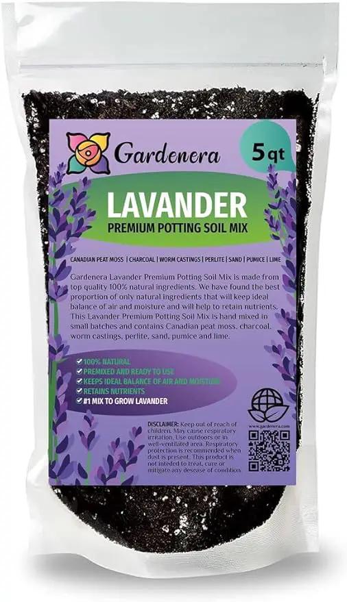 Premium Lavender Potting Soil by Gardenera - Unlock The Full Potential of Your Lavender Plants - 5 QUARTS by GreenHaven Gardens