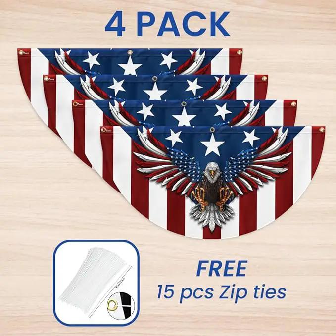 American Flag Patriotic Eagle American Non-Pleated Fan Flag TPT1636F, 1.5x3 ft, 1 Pack Suitable for Outdoor and Indoor by GreenHaven Gardens
