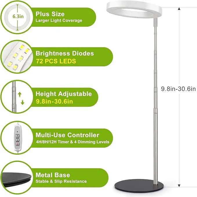 LORDEM Grow Light, LED Plant Light for Indoor Plants Growing, Full Spectrum Desk Growth Lamp with Automatic Timer for 4H/8H/12H, 4 Dimmable Levels, Height Adjustable 9.8"-30.6" by GreenHaven Gardens