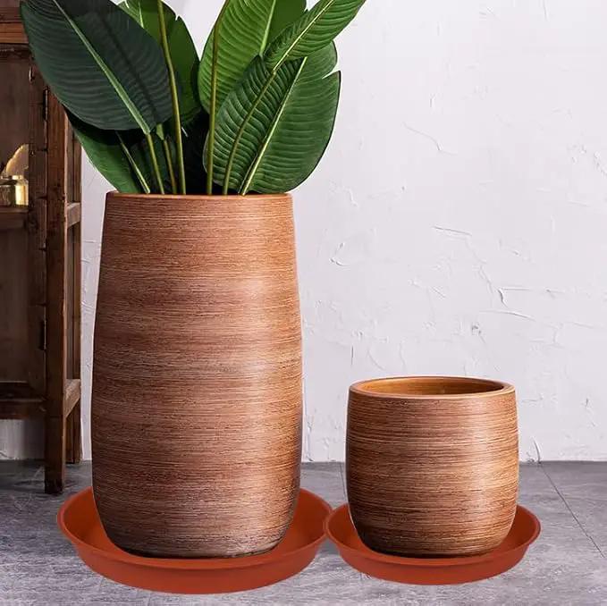 2 Pack of 20 22 inch Plant Saucer (19.1 inch Base), 3.6" Depth Tray, Large Deep Heavy Duty Saucers for Pots, Garden Bird Bath Bowl, Plant Trays for Indoors Outdoor (21", Terracotta) by GreenHaven Gardens