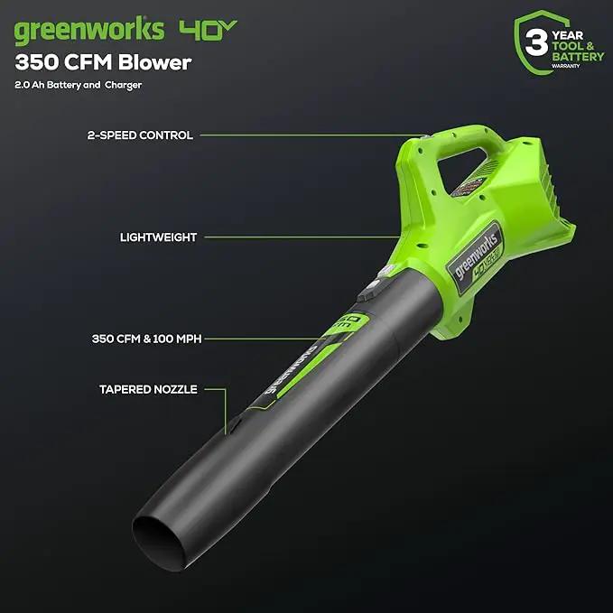 Greenworks 40V 13-Inch Cordless String Trimmer/Edger and Leaf Blower Combo Kit + 3 Bonus Spools, 2.0Ah Battery and Charger Included by GreenHaven Gardens