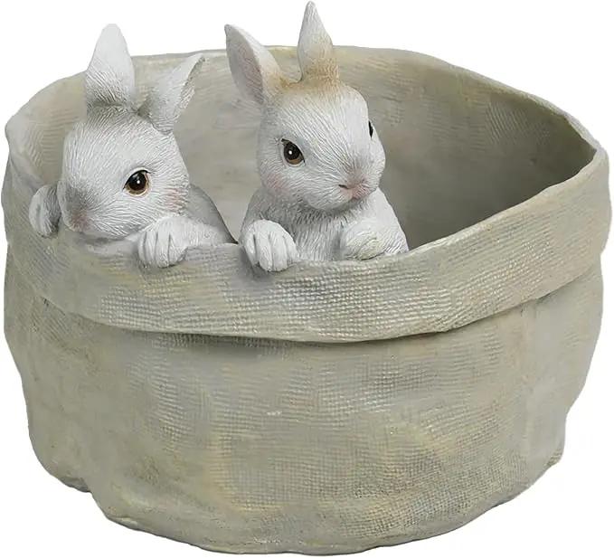 Newman House Studio Spring Bunny Flower Pot Easter-Decor - Decorative Garden Pots Cactus-Succulents Bunny Flower Pots Indoor Outdoor Plant Pots for Home Farmhouse Décor 7.5 * 7.4 * 6.1 Inch by GreenHaven Gardens
