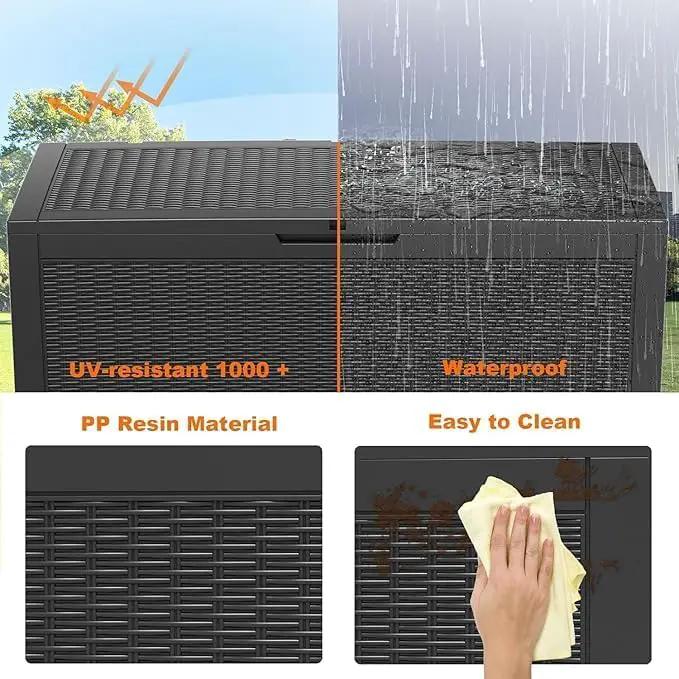 100 Gallon Outdoor Storage Box – Waterproof Deck Box for Garden, Patio & Backyard,Black by GreenHaven Gardens