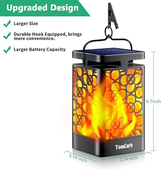 TomCare Solar Lanterns Outdoor Upgraded Flickering Flame Waterproof Hanging Lanterns Decorative Solar Powered LED Christmas Lights for Patio Deck Yard, 2 Pack by GreenHaven Gardens