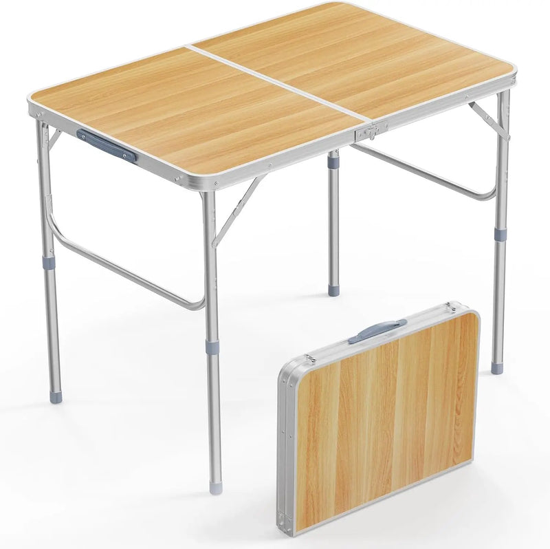 VINGLI 3FT Small Camping Table Adjustable Height Aluminum Folding Table for Picnic Party BBQ, Plastic RV Suitcase Table Portable Lightweight Fold Up Utility Outdoor Tables with Carrying Handle … by GreenHaven Gardens