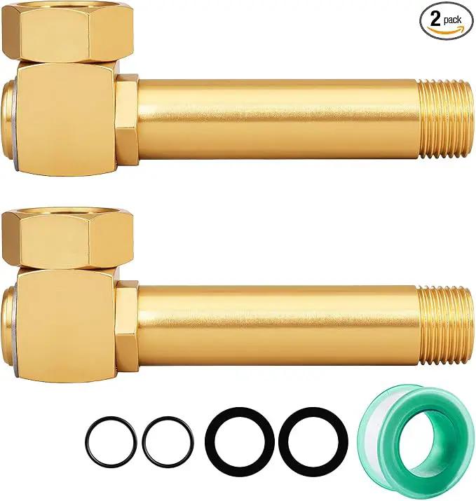 Garden Hose Reel Replacement Fitting,Brass 3/4"GHT Female to 1/2"NPT Male Swivel Elbow adapter (4.72 inches in length 2 piece) by GreenHaven Gardens