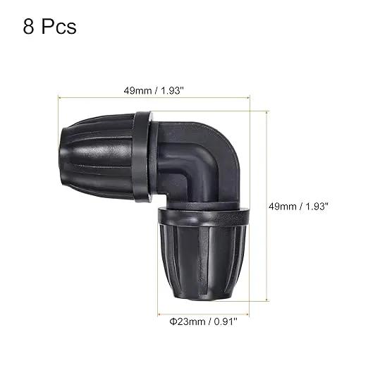 MECCANIXITY Drip Irrigation Elbow Barbed Fitting 8mm/11mm Tubing for Garden Drip Tape Tubing Sprinkler System Black Pack of 8 by GreenHaven Gardens