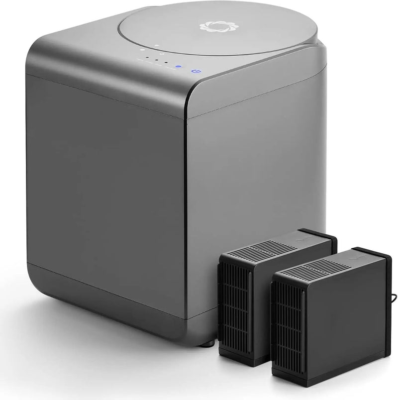 Airthereal Revive Electric Kitchen Composter, SHARKSDEN Tri-Blade, Turn Food Waste and Scraps into Dry Compost Fertilizer for Plants, R500 Gray by GreenHaven Gardens