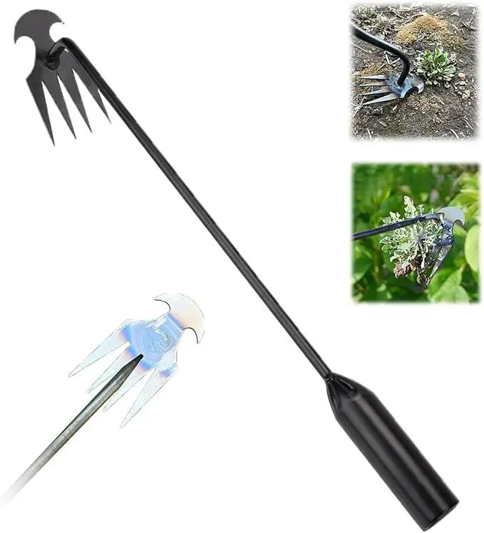 Amposei Weeding Artifact Uprooting Weeding Tool, Multifunctional Weeder, Hand Weeder Tool, Stand Up Weed Puller Tool with Handle for Garden Yard Farm Weed Removal (20in, Black Metal Handle) by GreenHaven Gardens