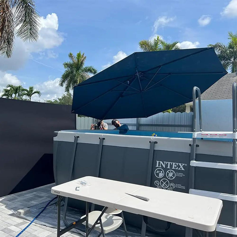 PURPLE LEAF 11 Feet Patio Umbrella Outdoor Cantilever Round Umbrella Aluminum Offset Umbrella with 360-degree Rotation for Garden Deck Pool Patio, Navy Blue by GreenHaven Gardens