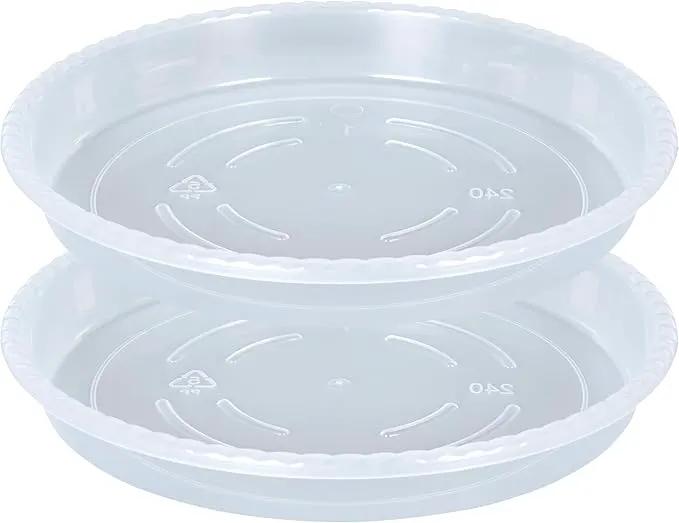 Plant Saucer 2 Pack of 14 inch, Clear Plastic Flower Plant Pot Saucer, Heavy Duty Plant Drip Trays Saucers for Indoor, Plant Water Tray for Planters by GreenHaven Gardens